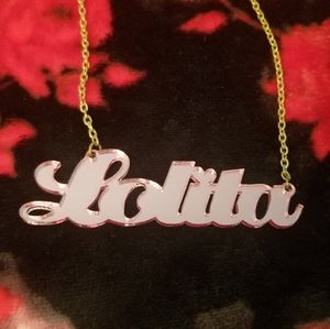 Pink "Lolita" mirrored acrylic necklace